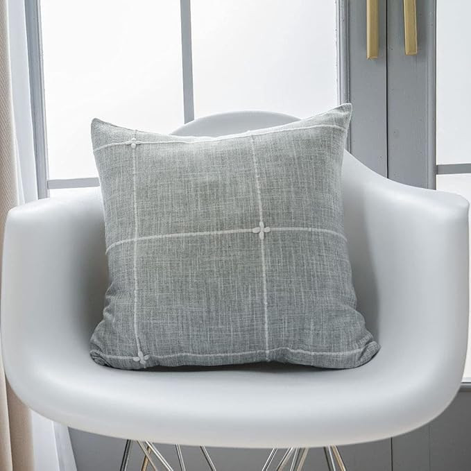 vctops Rustic Lattice Cotton Linen Decorative Throw Pillow Cover Embroidery Square Cushion Cover ... | Amazon (US)