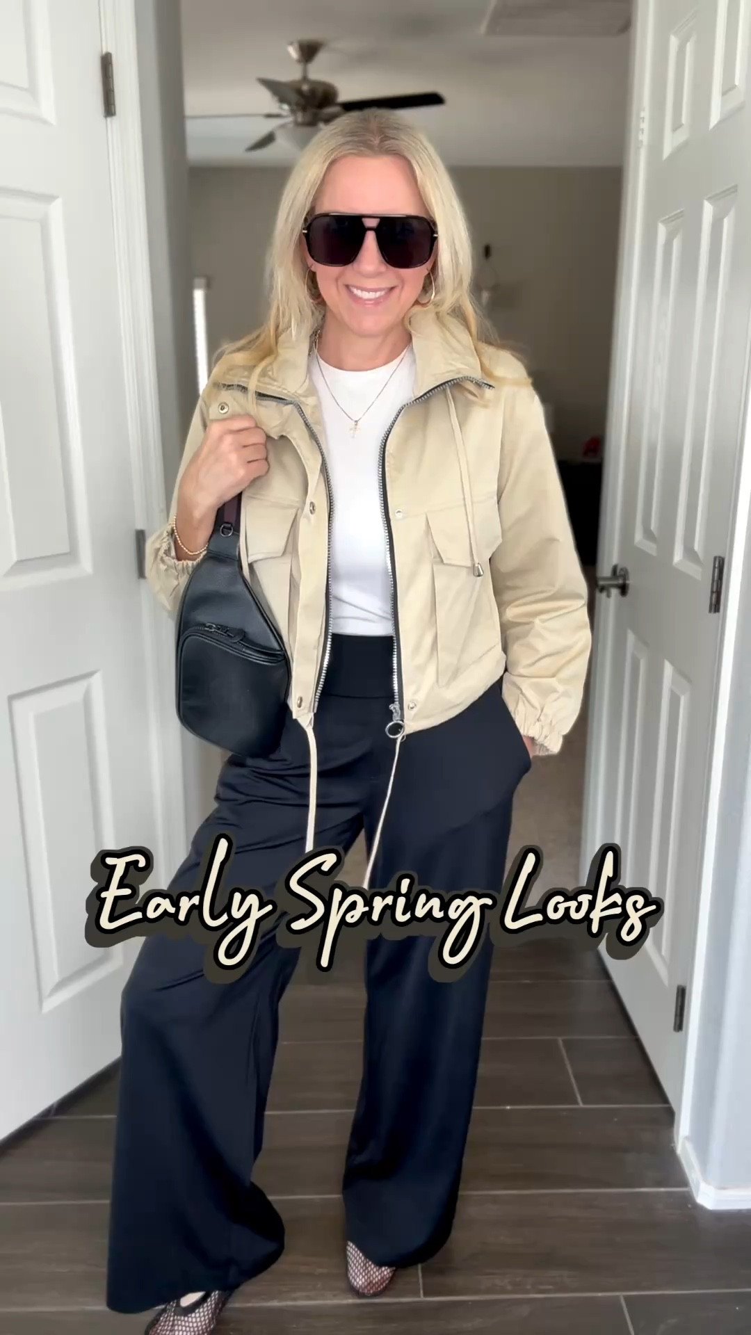 Early spring looks you’ll want to immediately add to your closet! I love everything about these elevated casual outfits!

This lightweight jacket has a drawstring hem giving it a bubble look when tightened. It also has a funnel neck when zipped up and sells for under $40 @amazon!

This tie waist lightweight sweatshirt is so comfy yet chic when tied in a bow! It is available in multiple colors & also sells @amazon for just $32!