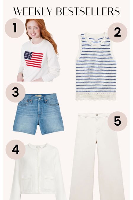 This week’s favorites! Bestsellers // summer sweaters // patriotic tops // denim shorts // white jeans // Target fashion // J.Crew tops // Walmart fashion // Nordstrom fashion 

#LTKFindsUnder100 #LTKSeasonal #LTKFindsUnder50
