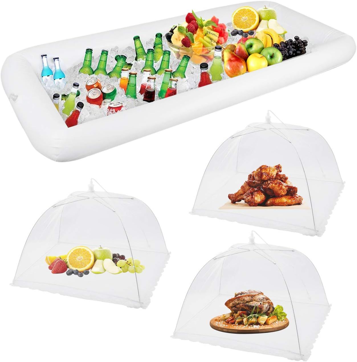 1PCS Inflatable Serving Bars and 3PCS Mesh Food Umbrella Covers Tent for Outdoor,Keep Salads Beve... | Amazon (US)