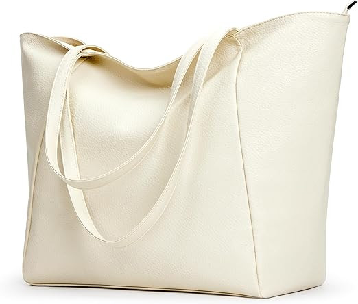 KALIDI Large Tote Bag Vegan Leather Casual Zipper Work Bag Weekender Hobo for Women 23L Oversize ... | Amazon (US)