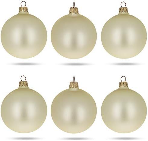 BestPysanky Set of 6 Champagne Solid Color Glass Ornaments 3.25 Inches | Amazon (US)