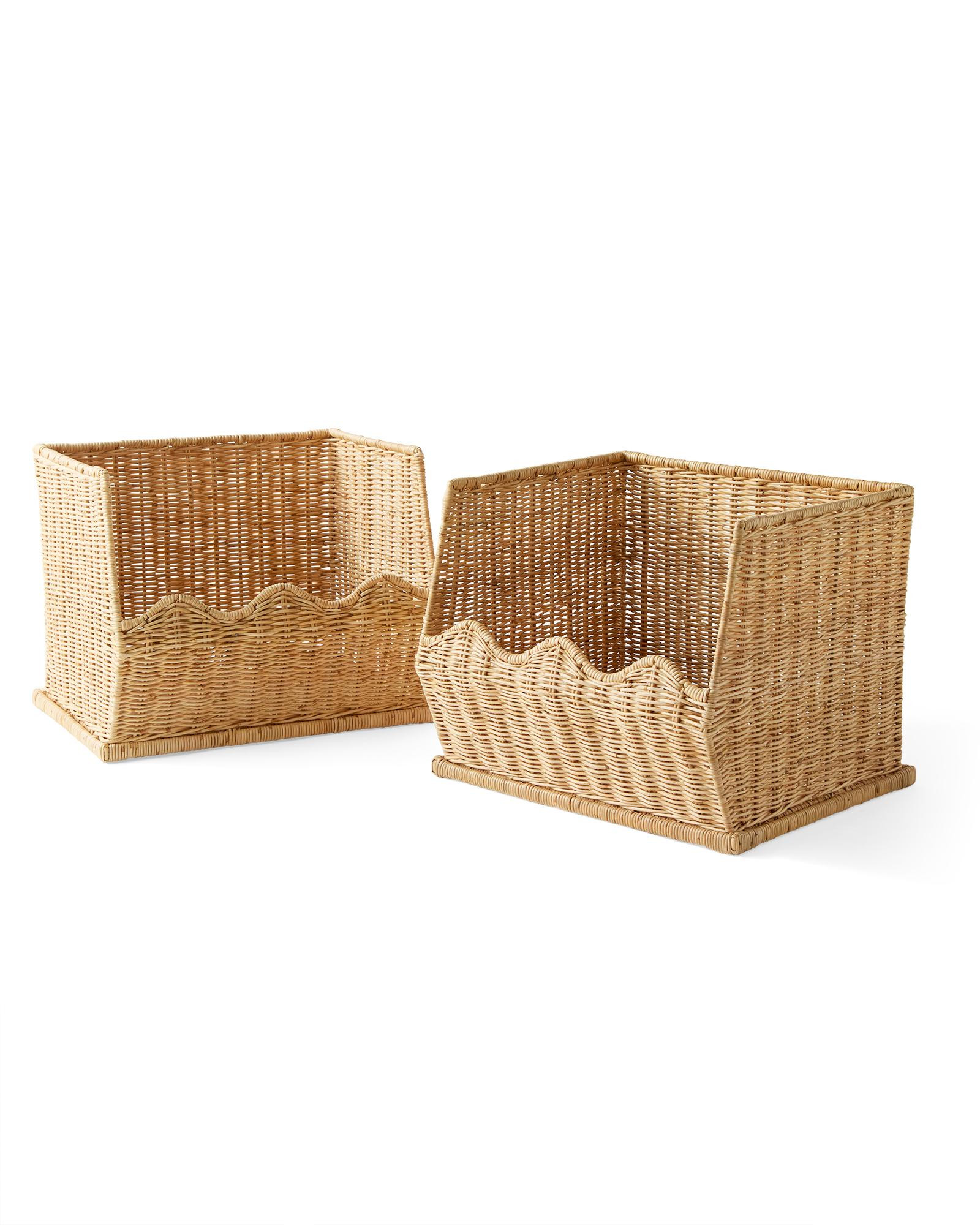 Rattan Wave Stacking Baskets (Set of 2) | Serena and Lily