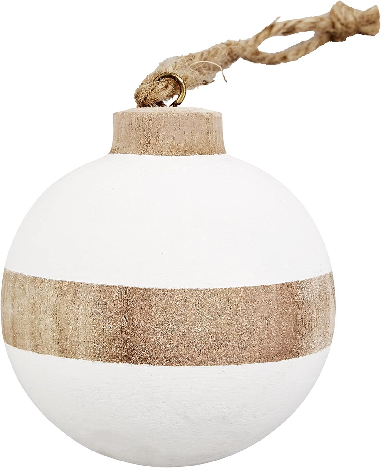 Mud Pie Paulownia Wood Christmas Ornament, Ball, 4" x 3.25" | Amazon (US)