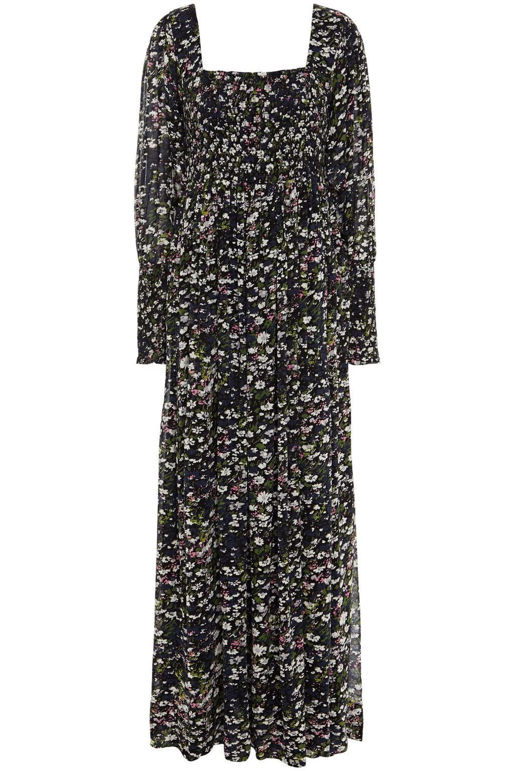 Shirred floral-print georgette maxi dress | The Outnet (UK and Europe)