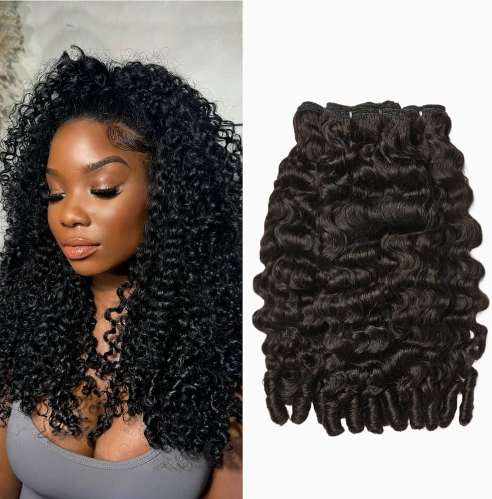 ASHINE Burmese Curly Bundles Human Hair 18 20 22 inch Natural Black | Amazon (US)