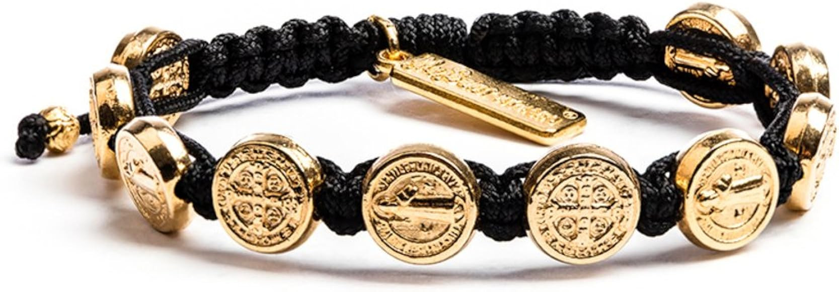 My Saint My Hero Benedictine Blessing Bracelet - Gold-Tone Medals on Black Cording | Amazon (US)