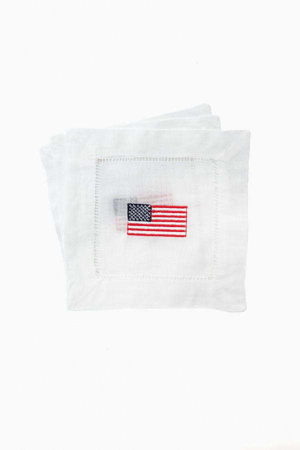American Flag Embroidered Cocktail Napkins | Tuckernuck (US)