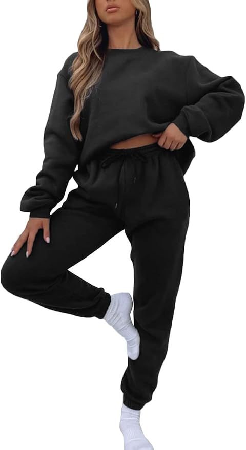 Alunzoem Jogger Sets for Women 2 Piece Sweatsuit Outfits Long Sleeve Pullover Sweatshirt Pants Se... | Amazon (US)