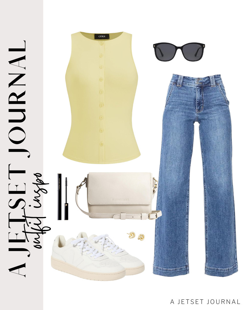 I love the color of this button-down tank top. It goes well with Astylish’s wide-leg jeans and Veja sneakers. You can style this outfit with Portland’s crossbody bag and sunnies. Wear these stud earrings from Kendra Scott, too.


#LTKSeasonal #LTKSaleAlert #LTKTravel 

 