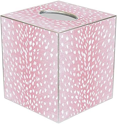 Tissue Box Cover Tissue Holder Square Cube Paper Mache Decorative Animal Print Antelope Pink | Amazon (US)
