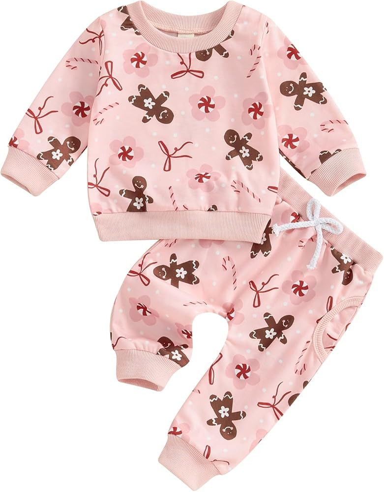 DuAnyozu Toddler Baby Girl Valentines Day Outfit Heart Crewneck Sweatshirt Long Sleeve Shirt Pant... | Amazon (US)