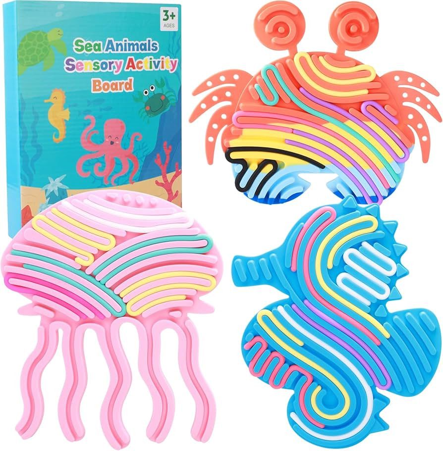 3Pcs Sensory Activity Board, Fidget Sensory Toys for Kids Adults, Duble Sided Design Kids Busy Bo... | Amazon (US)