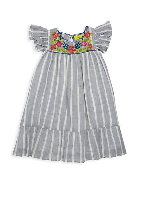 Little Girl's & Girl's Striped Flutter Sleeve Dress | Saks Fifth Avenue