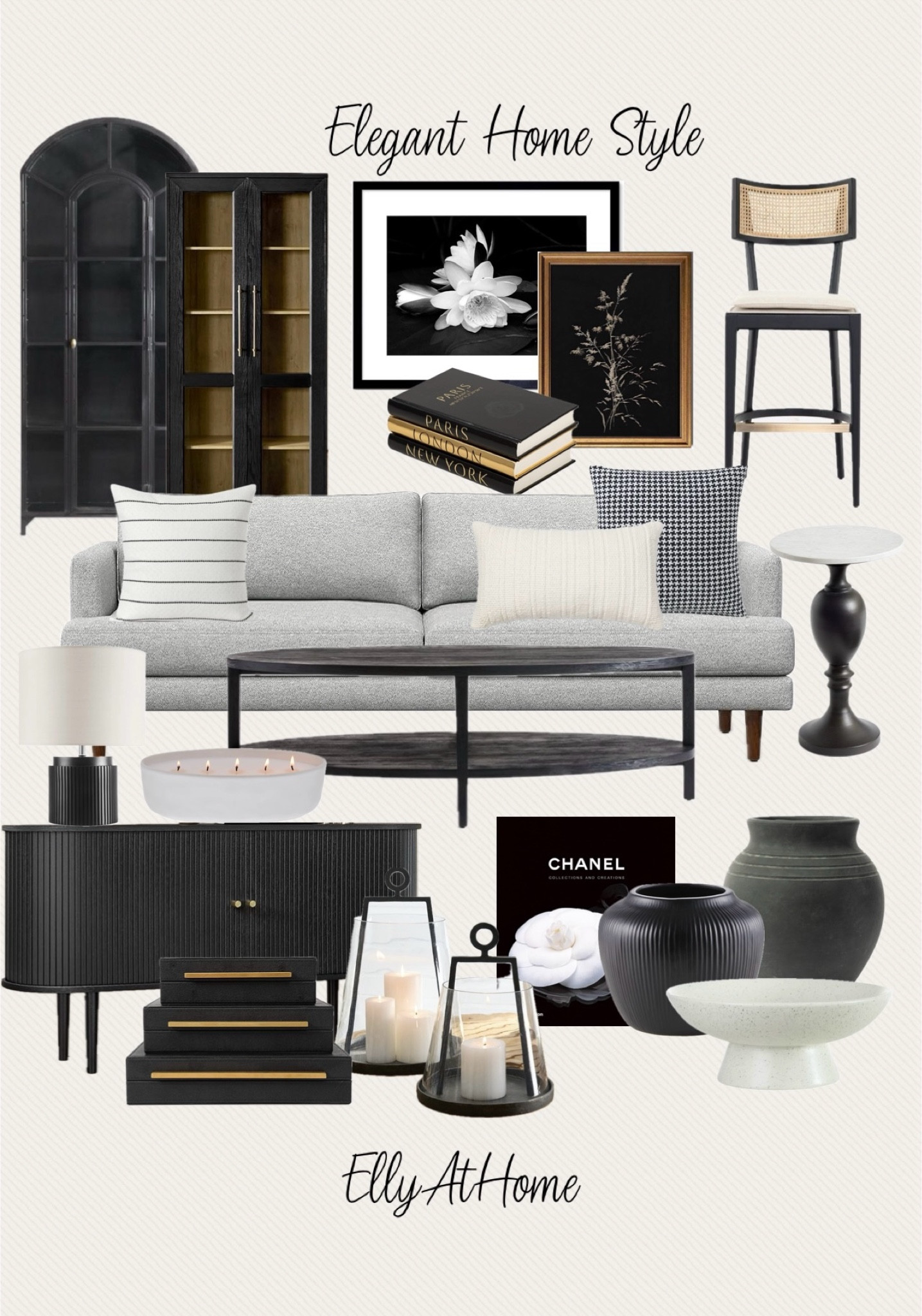 Elegant home styling with black accents! Shop cabinets, artwork, kitchen stool, coffee table, sofa, pillows, side table, and more home decor accessories. Crate & Barrel, Amazon home, Walmart, Pottery Barn, Target. Some selections on sale, free shipping. 

#LTKFindsUnder50 #LTKSaleAlert #LTKHome