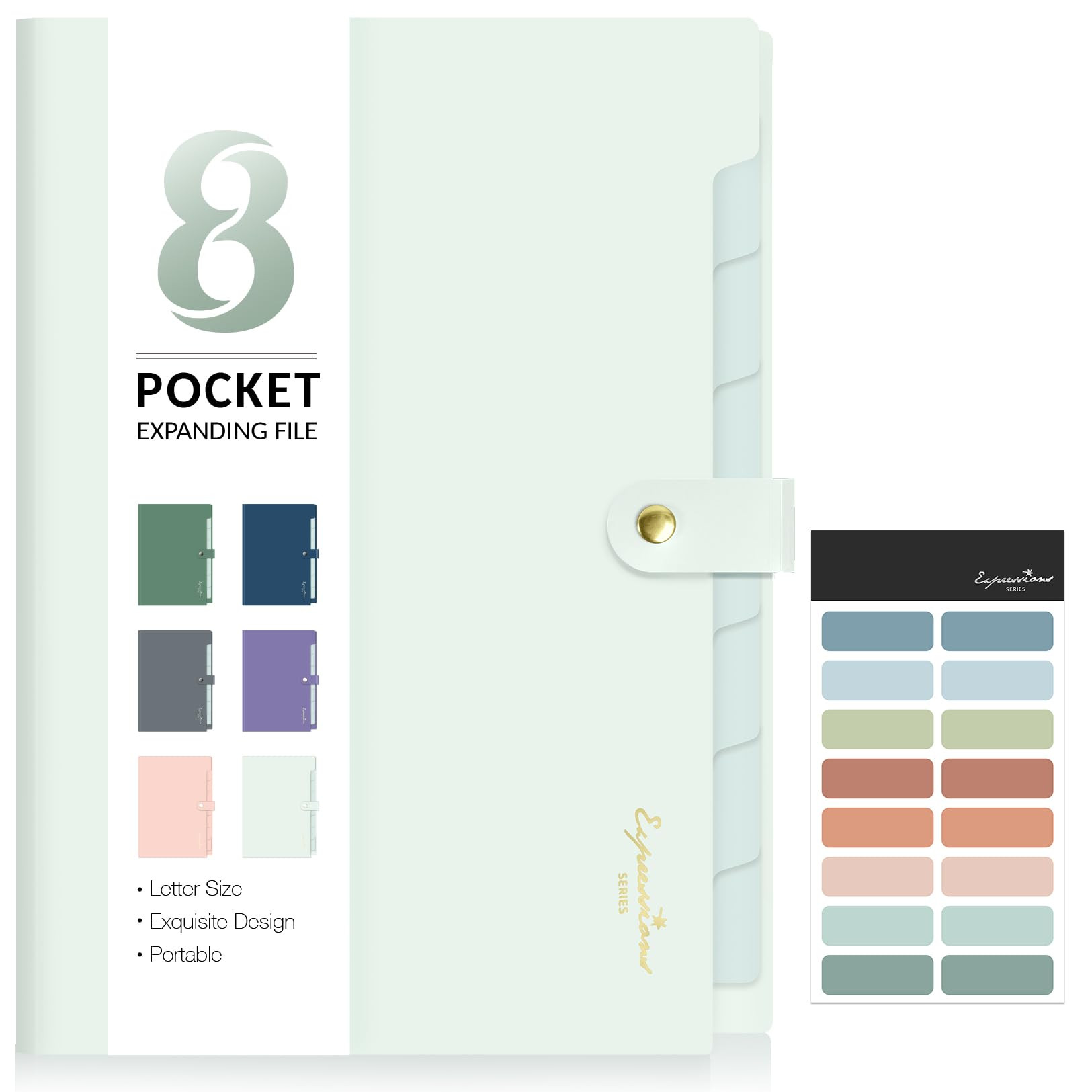 Sooez Elegant Accordion File Organizer with Labels, 8 Pocket Expanding File Folder, Portable Fold... | Amazon (US)