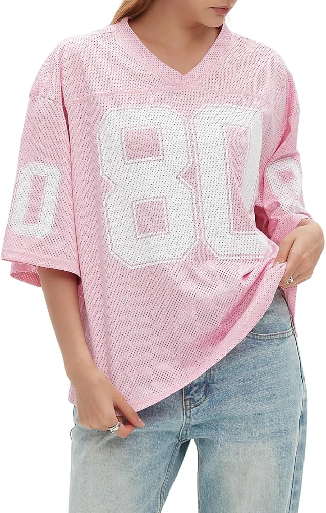 Womens Graphic Tees - Oversized Jersey Summer Top Jersey Top Coquette Clothes Y2k Streetwear Shor... | Amazon (US)