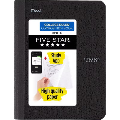 Five Star 80pg College Rule Composition Notebook 9.75"x7.5": Soft Cover, Acid-Free, Sewn Binding,... | Target