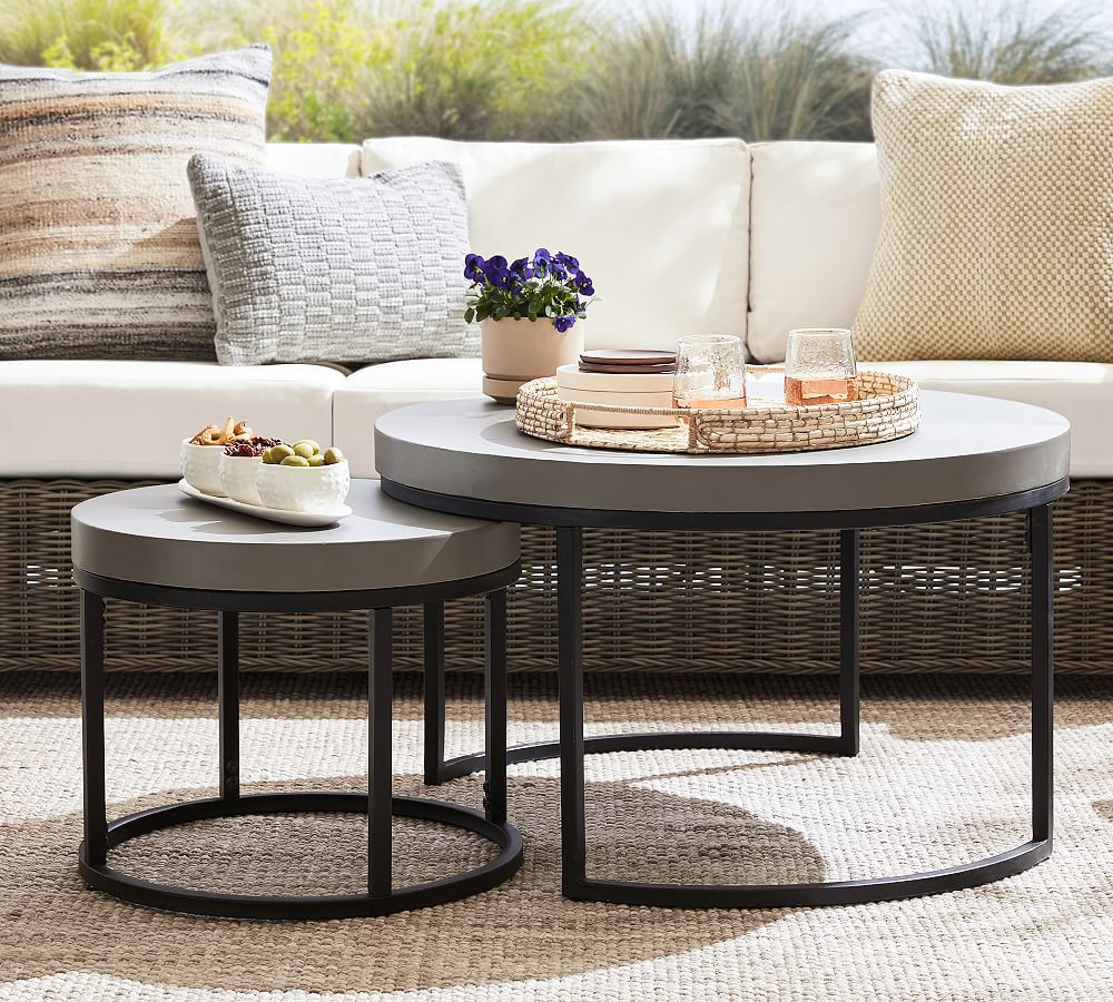 Sloan Concrete Round Nesting Outdoor Coffee Tables | Pottery Barn (US)