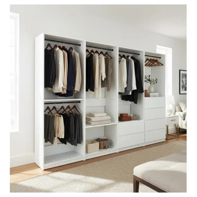 Prosper White Freestanding Walk-In Wood Closet System with 5 Modular Units | Wayfair North America