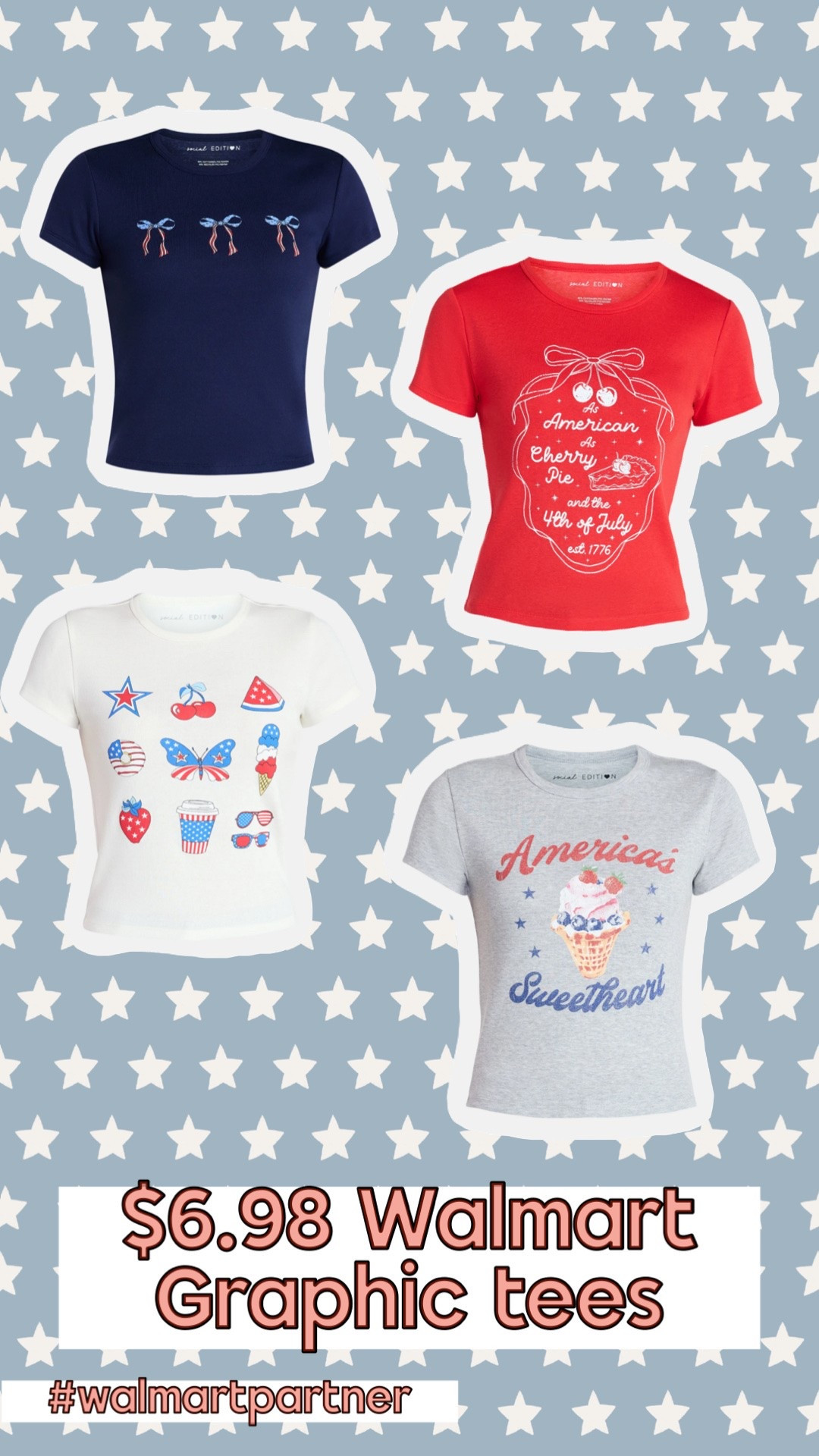 Social Edition Women's Patriotic Graphic Tee with Short Sleeves