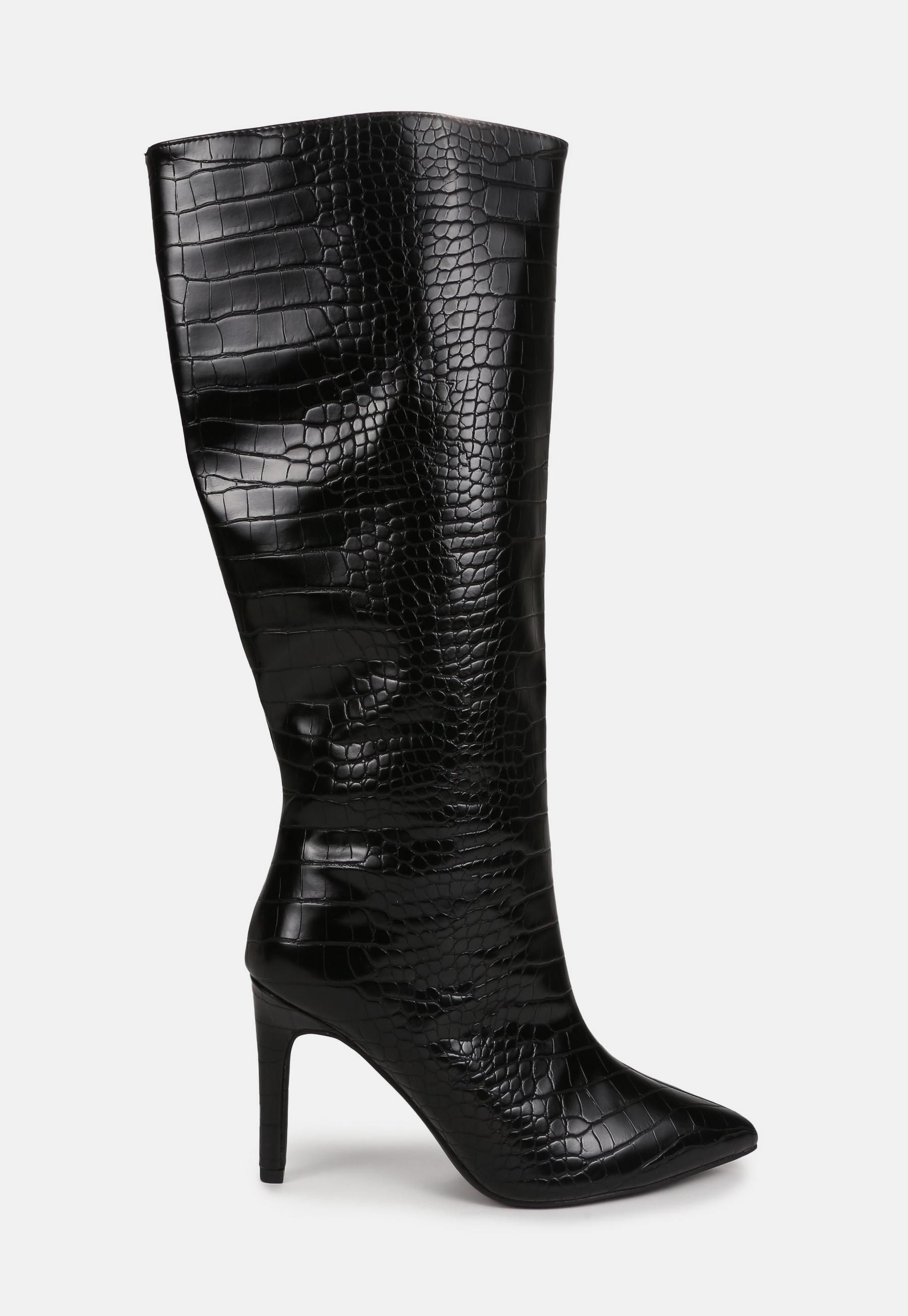 Missguided - Black Tubular Stiletto Croc Boots | Missguided (US & CA)