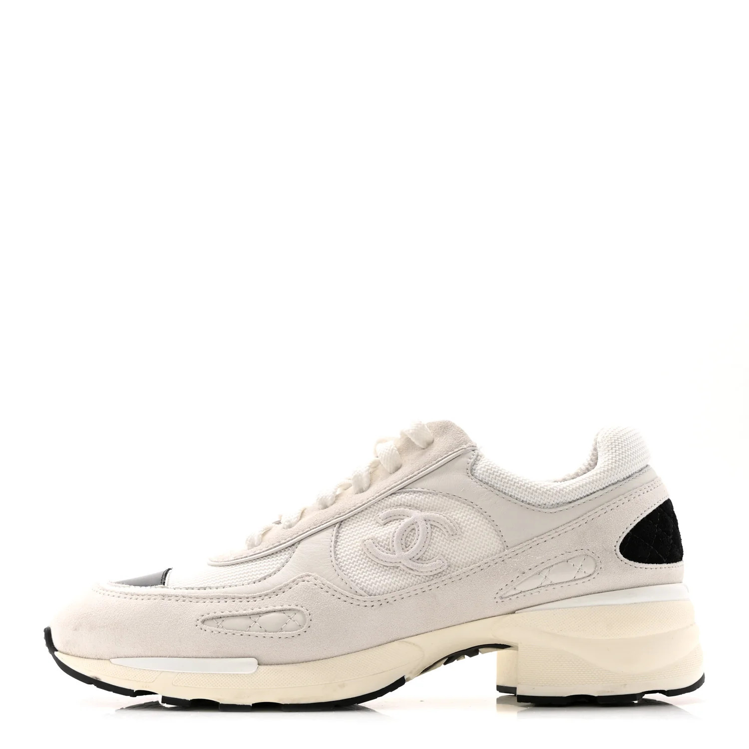 Chanel Mixed Fibers Suede Shiny Calfskin Womens CC Sneakers 39 White 1828383 | FASHIONPHILE (US)