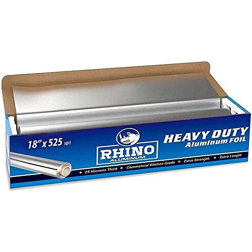 Rhino Aluminum Heavy Duty Aluminum Foil - 18 x 525 sf Roll, 25 Microns Thick - Commercial Grade & Extra Thick, Strong Enough for Food Service Industry (Pack of 1) | Amazon (US)