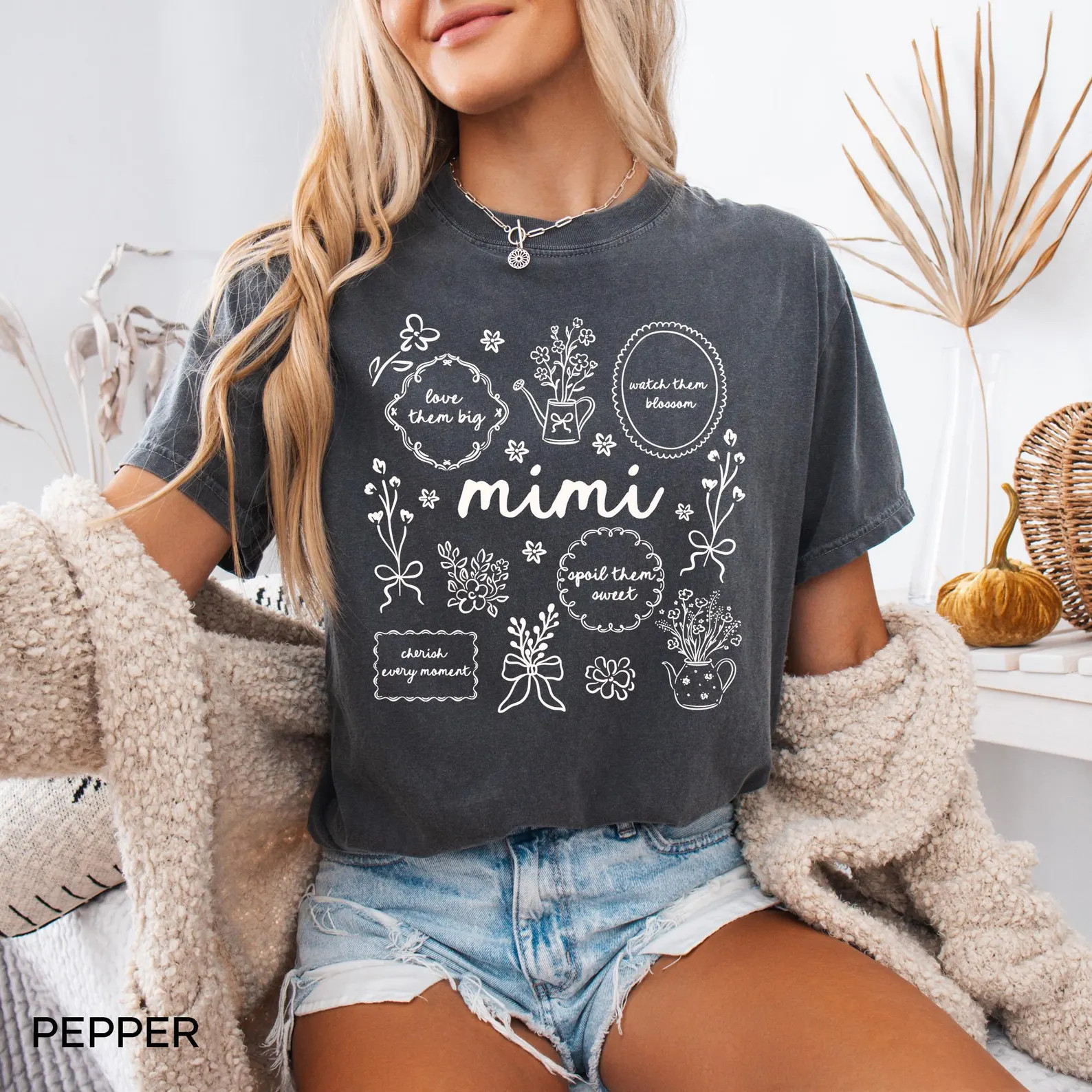 Comfort Colors® Floral Mimi Shirt, Mothers Day Gift for Mimi Tee, Grandma Shirt | Etsy (US)