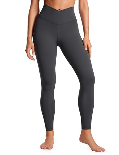 CRZ YOGA Butterluxe Crossover Waist Leggings 28" - Criss Cross Full Length Workout Athletic Womens Yoga Pants Mysterious Grey X-Large | Amazon (US)