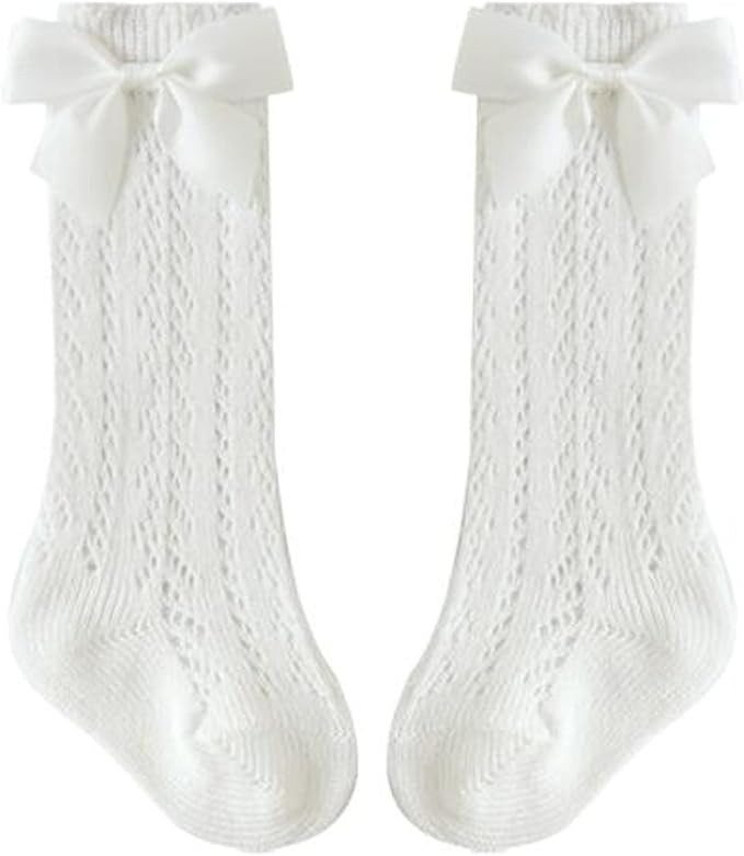 ACTLATI Baby Girls Knee High Socks Hollow Out Anti-skid Knitting Stockings Suitable for 0-2 Years... | Amazon (US)