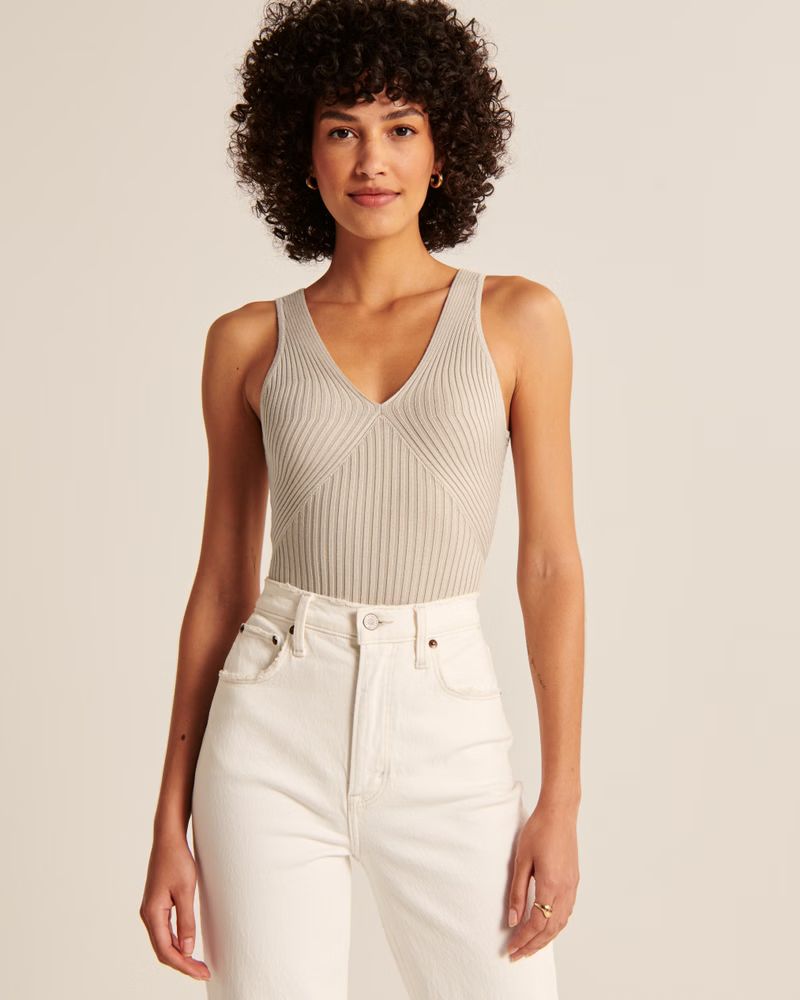 Elevated Knit V-Neck Bodysuit | Abercrombie & Fitch (US)