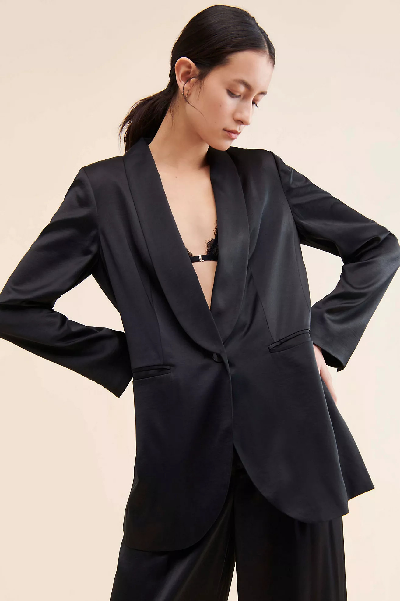 Madewell Draped Satin Blazer | Anthropologie (US)