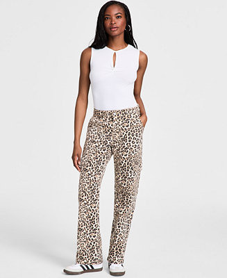 Bar III Women's Cheetah Print Cargo Jeans, Exclusively at Macy's - Macy's | Macy's