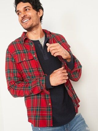 Regular-Fit Built-In Flex Patterned Flannel Shirt for Men | Old Navy (US)