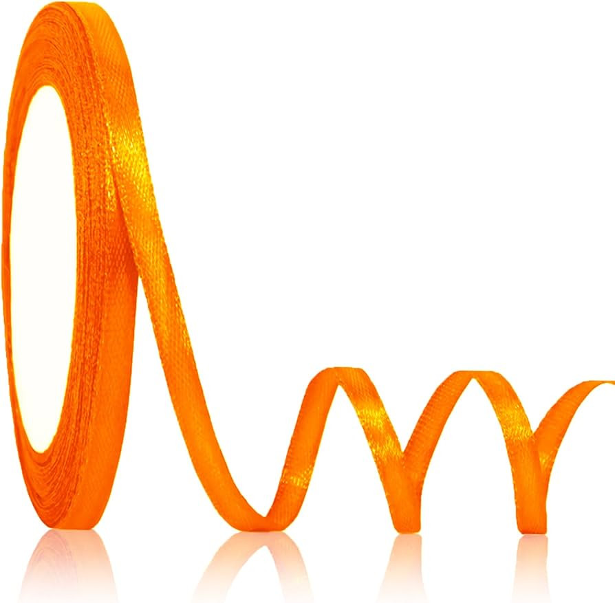 OMAIGAR Orange Ribbon 1/4 Inch Width, Solid Satin Ribbons with 25 Yards Length Silk Fabric for Gi... | Amazon (US)