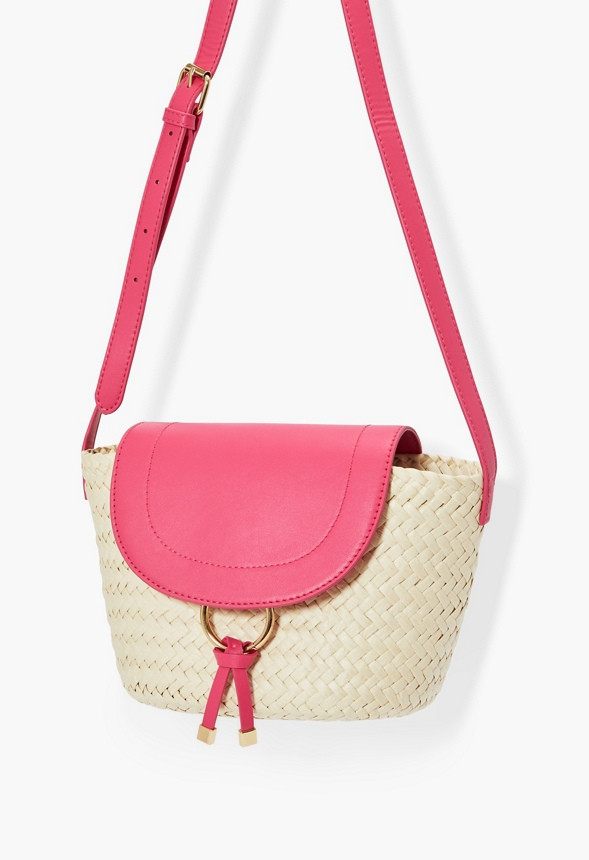 Raffia Flapover Shoulder Bag | JustFab