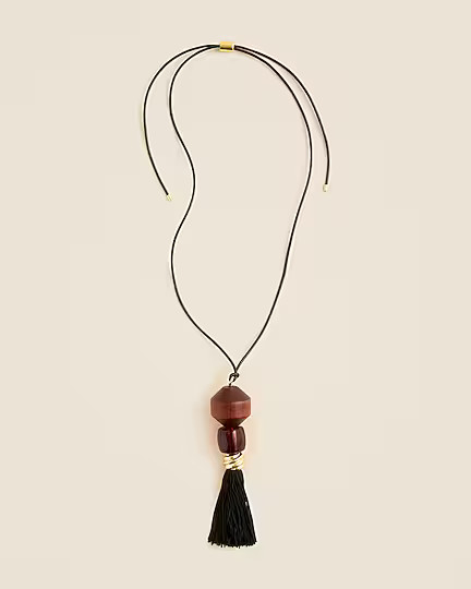 Tassel necklace with wood beads | J. Crew US