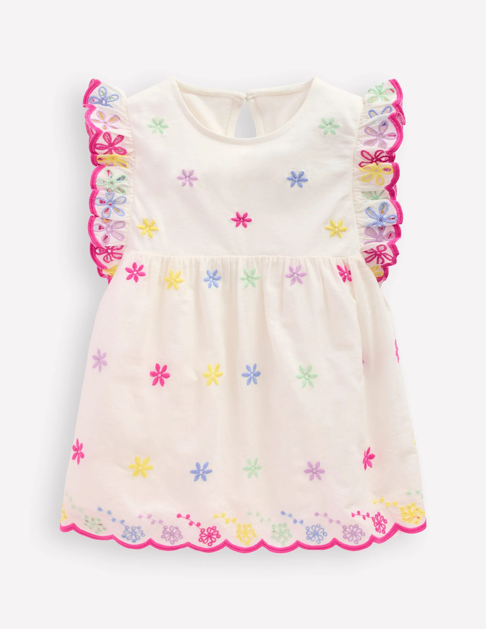 Fabric Mix Broderie Top-Coconut Milk | Boden (US)