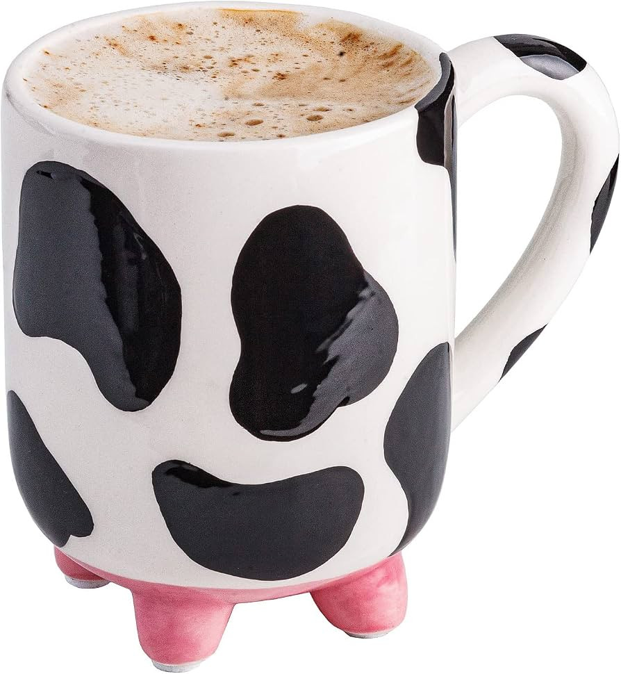 SWEETLO Cow Coffee Mug Cow Stuff 15oz Ceramic Cow Cup - Cow Mug with Udders - Cow Print Cups - We... | Amazon (US)