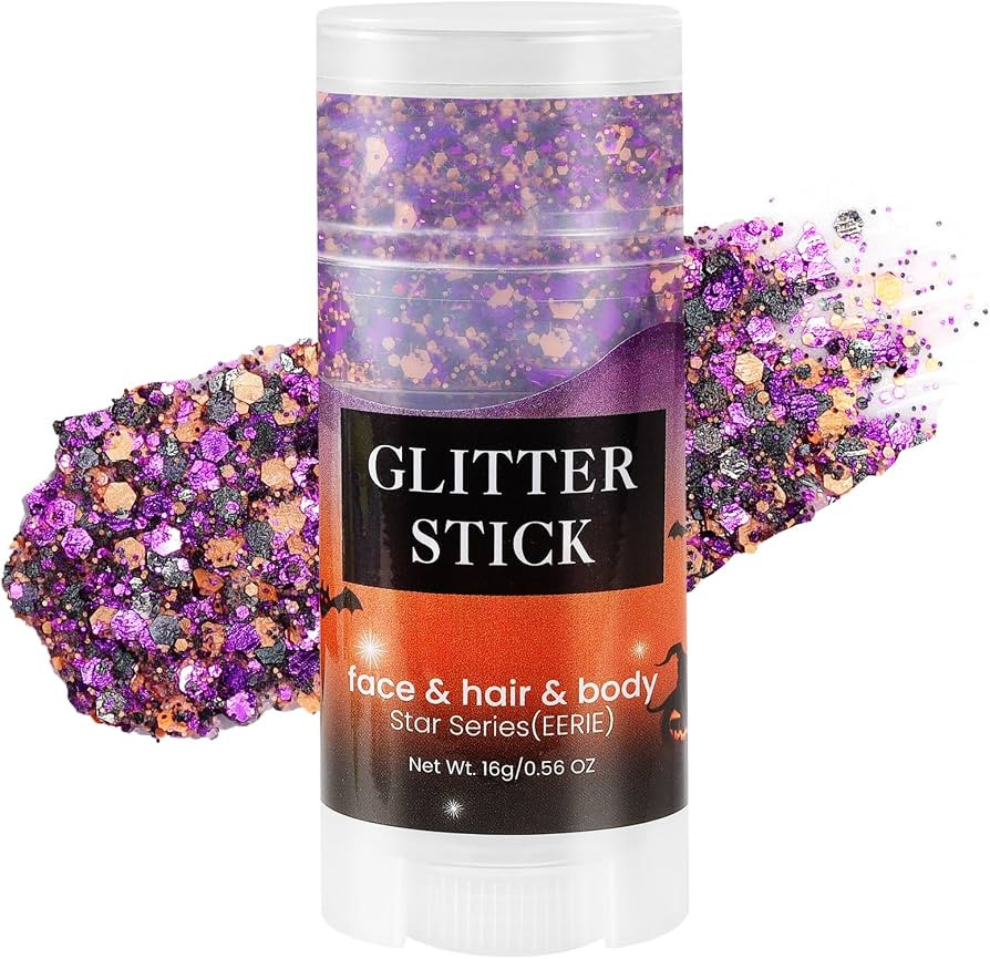 Mysense Halloween Body Glitter Stick, Black Purple and Orange Face Hair Glitter for Kids Women, F... | Amazon (US)