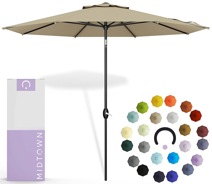 Midtown Umbrellas 10-Year-No-Fade - 8 Ft - UV Proof Beige Polyester Fabric - Umbrella Outdoor Pat... | Amazon (US)