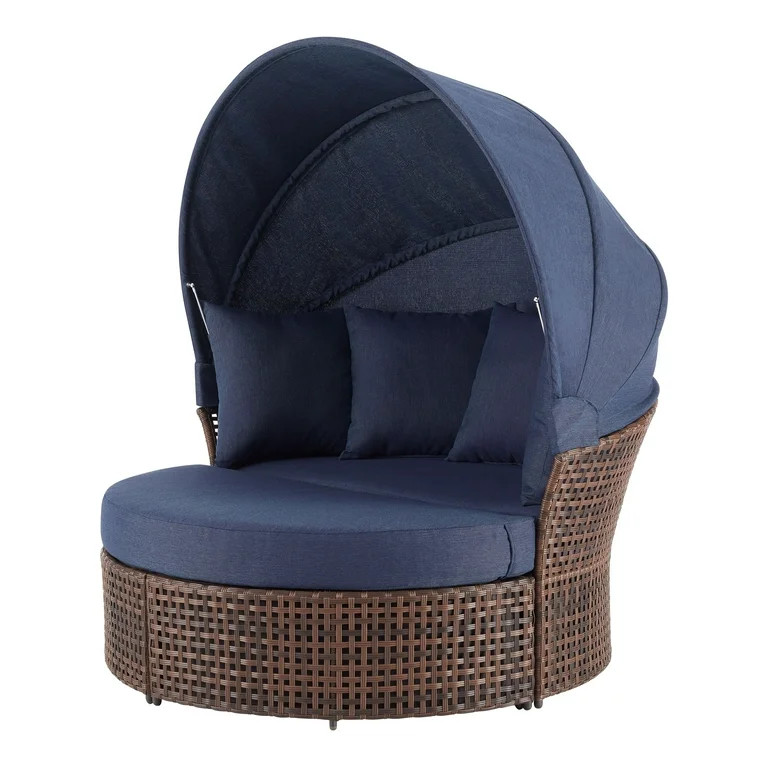 Mainstays Tuscany Ridge 2-Piece Outdoor Daybed with Retractable Canopy, Blue | Walmart (US)