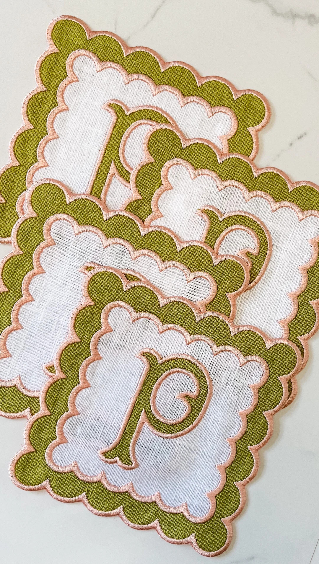 Custom Linen Appliqué Cocktail Napkin/set of 4 Appliqué - Etsy | Etsy (US)