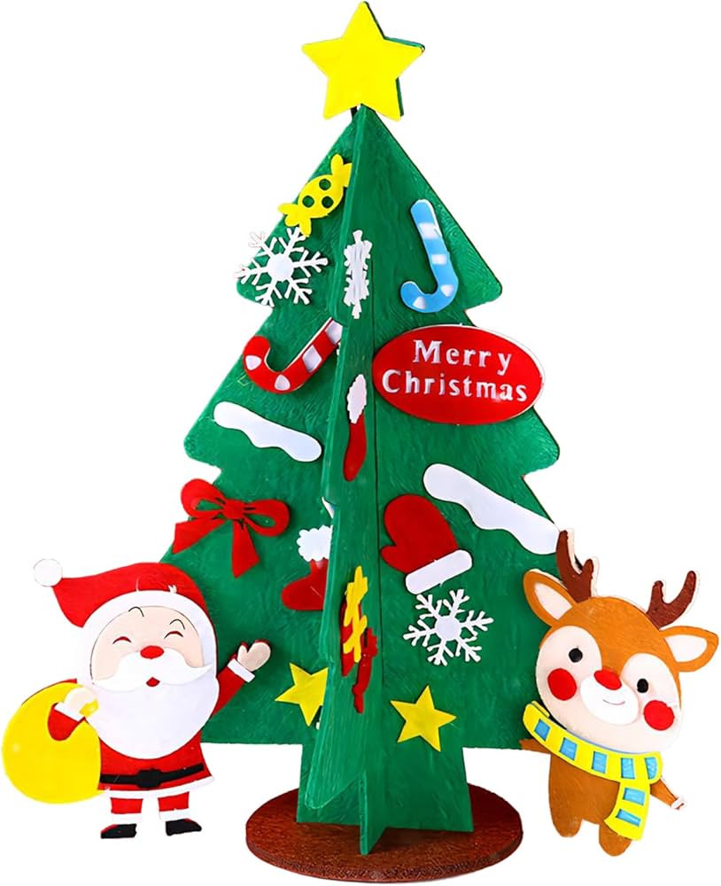 Albero di Natale fai da te senza tessuto in feltro per bambini e bambini, albero di Natale fai da... | Amazon (IT)