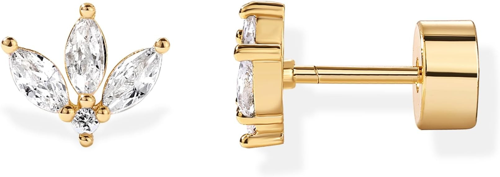 PAVOI 14K Gold Plated 925 Sterling Silver Posts Mini Stud Flat Back Earrings for Women | Helix Ca... | Amazon (US)