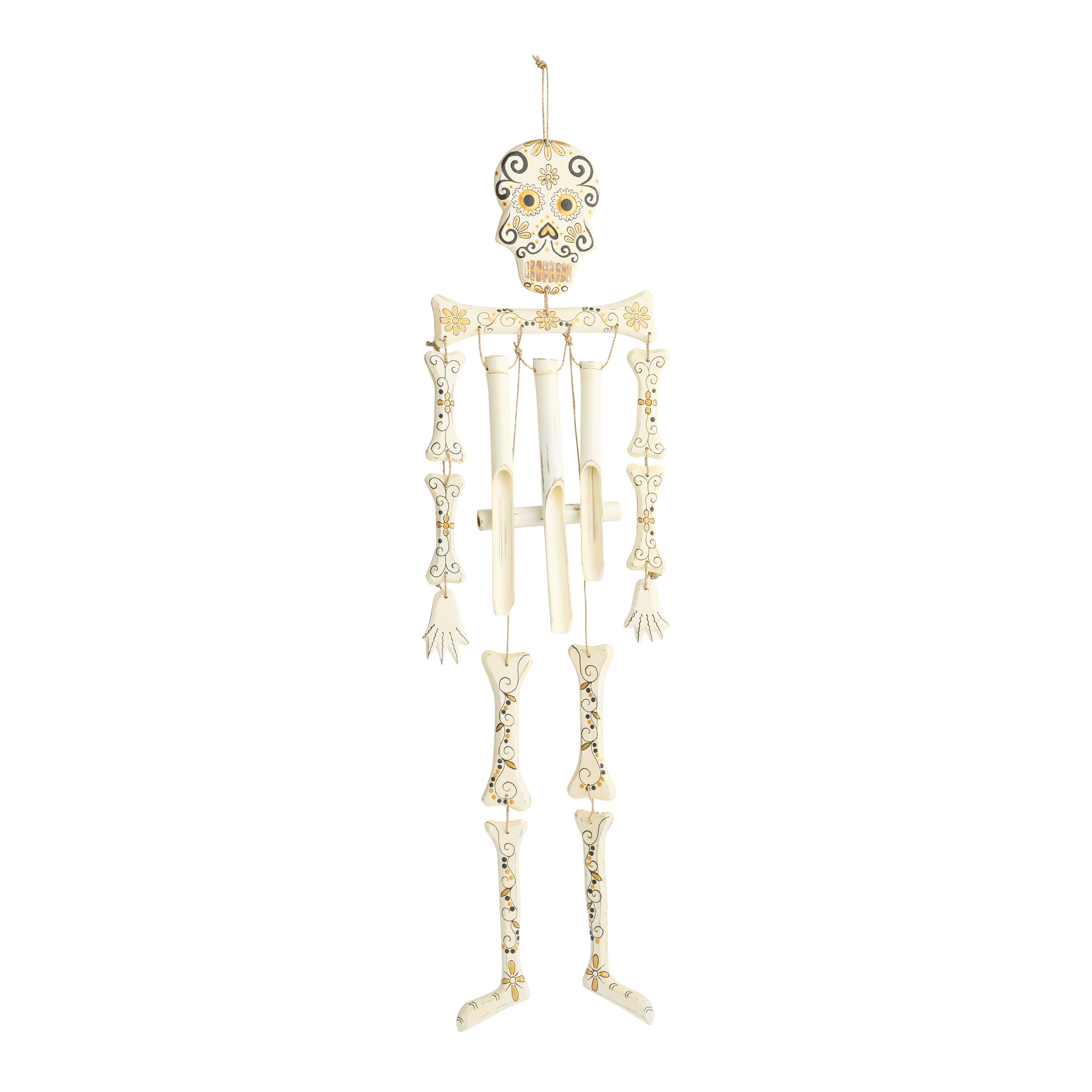 Wood and Bamboo Hand Painted Skeleton Wind Chime | World Market