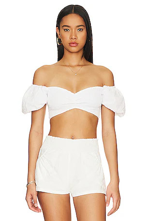 Louisa Crop Top in White Lotus | Revolve Clothing (Global)
