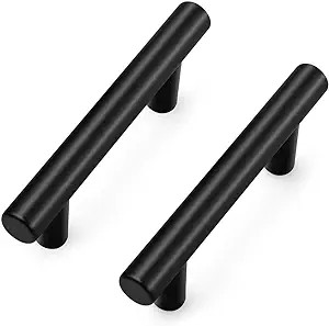 Ravinte 10 Pack T Bar 2-1/2 Inch Hole Center Kitchen Cabinet Pulls, Modern Matte Black Stainless ... | Amazon (US)