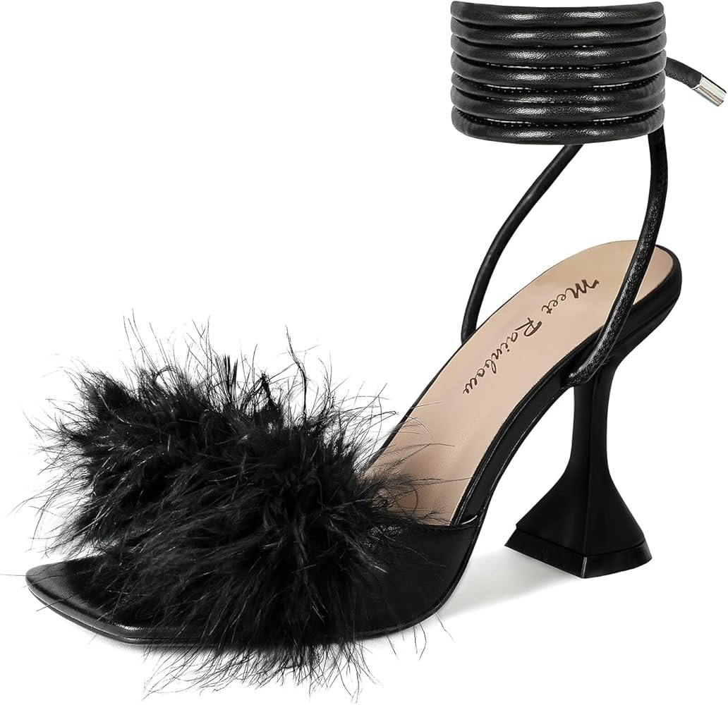 NueiVeiuo Women Fashion Fluffy Faux Fur Sandals | Amazon (US)